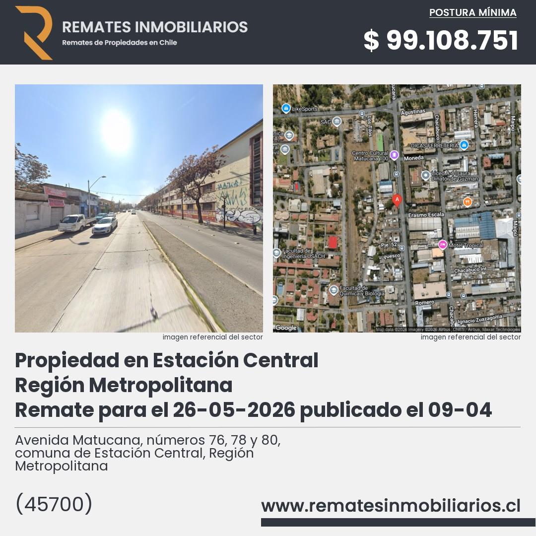 Imagen ficha Avenida Matucana, números 76, 78 y 80, comuna de Estación Central, Región Metropolitana