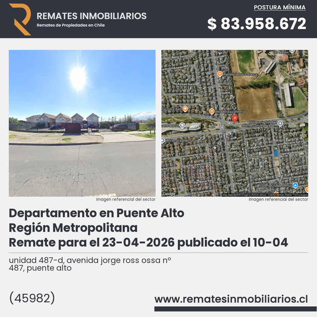 Imagen ficha unidad 487-d, avenida jorge ross ossa nº 487, puente alto