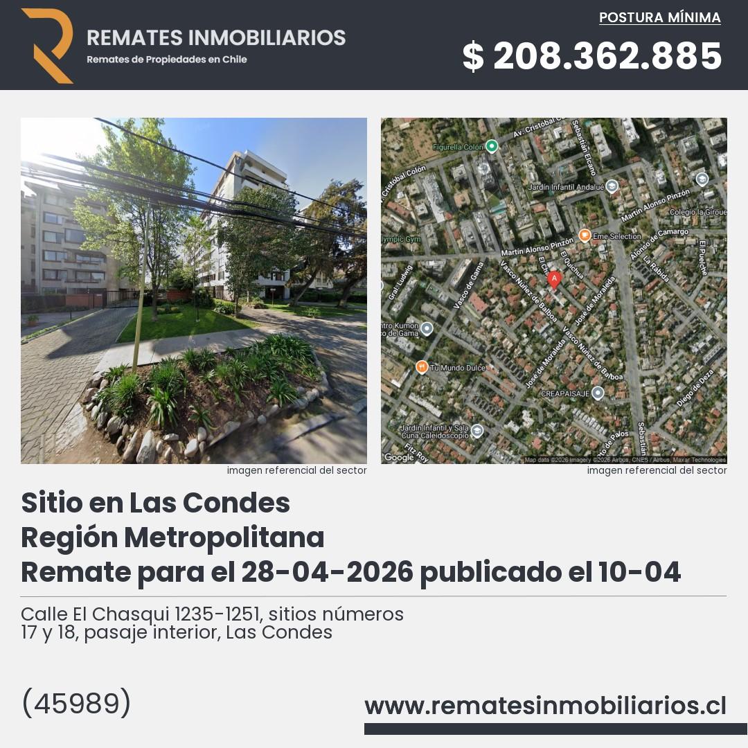 Imagen ficha Calle El Chasqui 1235-1251, sitios números 17 y 18, pasaje interior, Las Condes