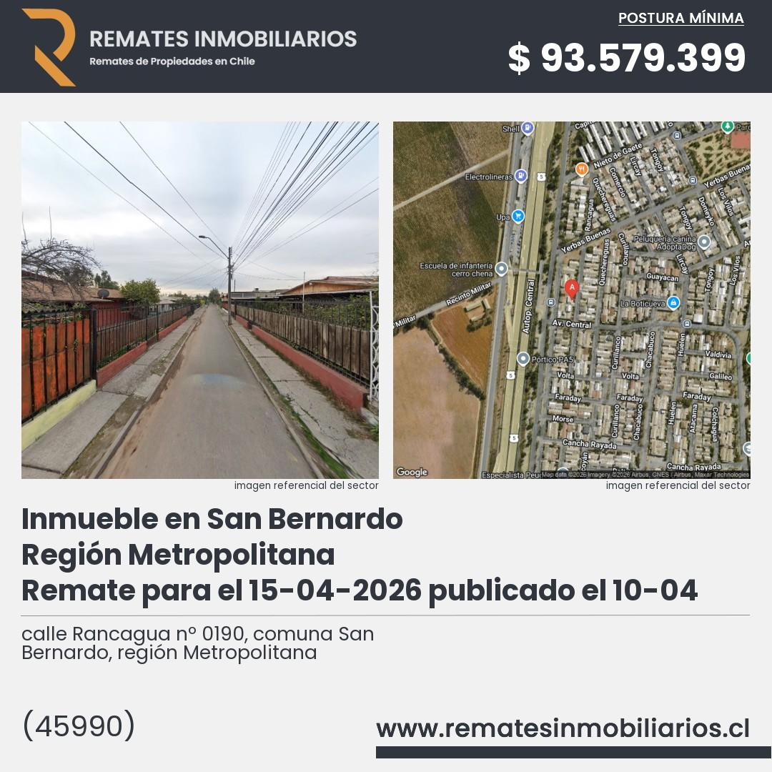 Imagen ficha calle Rancagua nº 0190, comuna San Bernardo, región Metropolitana