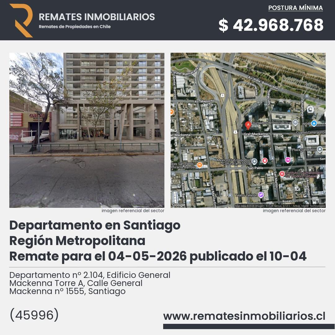 Imagen ficha Departamento nº 2.104, Edificio General Mackenna Torre A, Calle General Mackenna nº 1555, Santiago