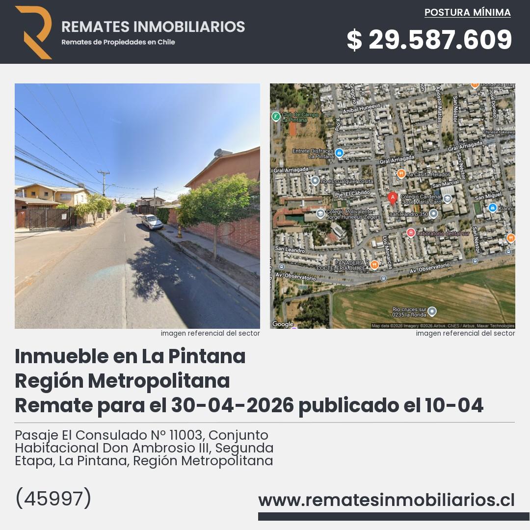 Imagen ficha Pasaje El Consulado Nº 11003, Conjunto Habitacional Don Ambrosio III, Segunda Etapa, La Pintana, Región Metropolitana