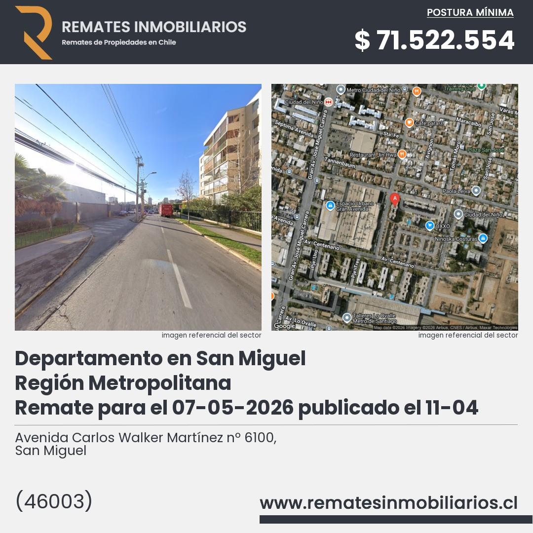 Imagen ficha Avenida Carlos Walker Martínez nº 6100, San Miguel