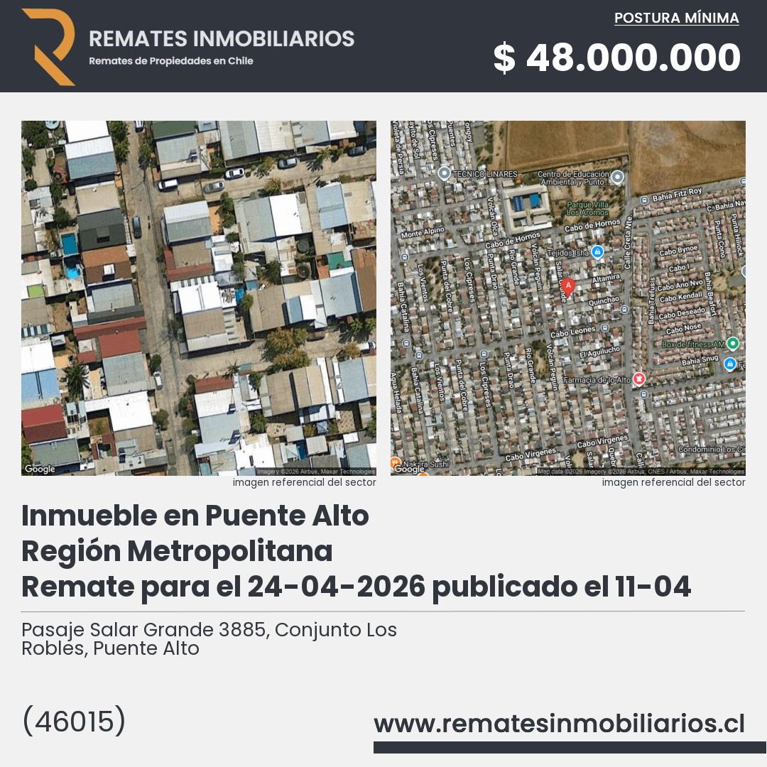 Imagen ficha Pasaje Salar Grande 3885, Conjunto Los Robles, Puente Alto