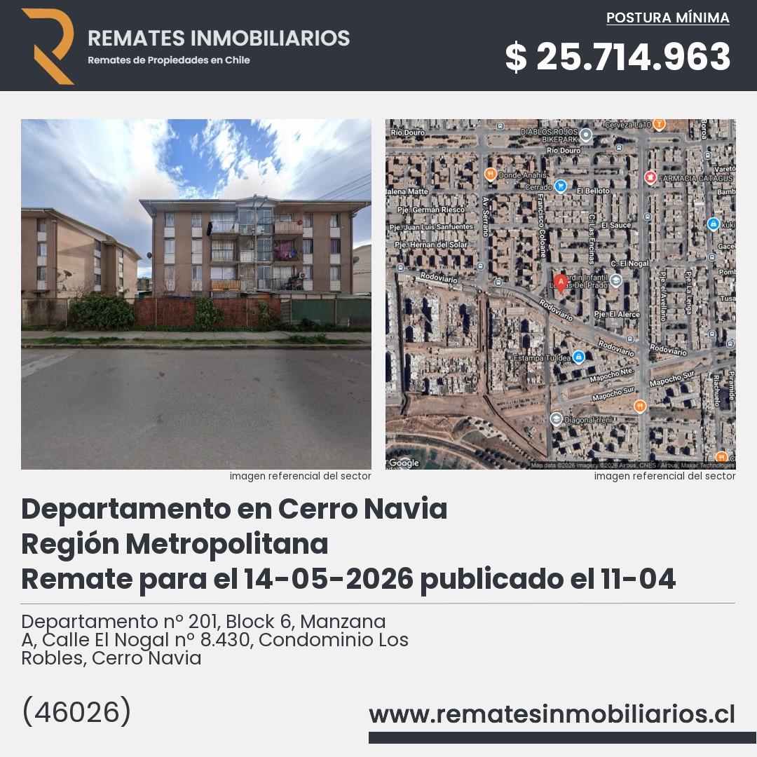 Imagen ficha Departamento nº 201, Block 6, Manzana A, Calle El Nogal nº 8.430, Condominio Los Robles, Cerro Navia