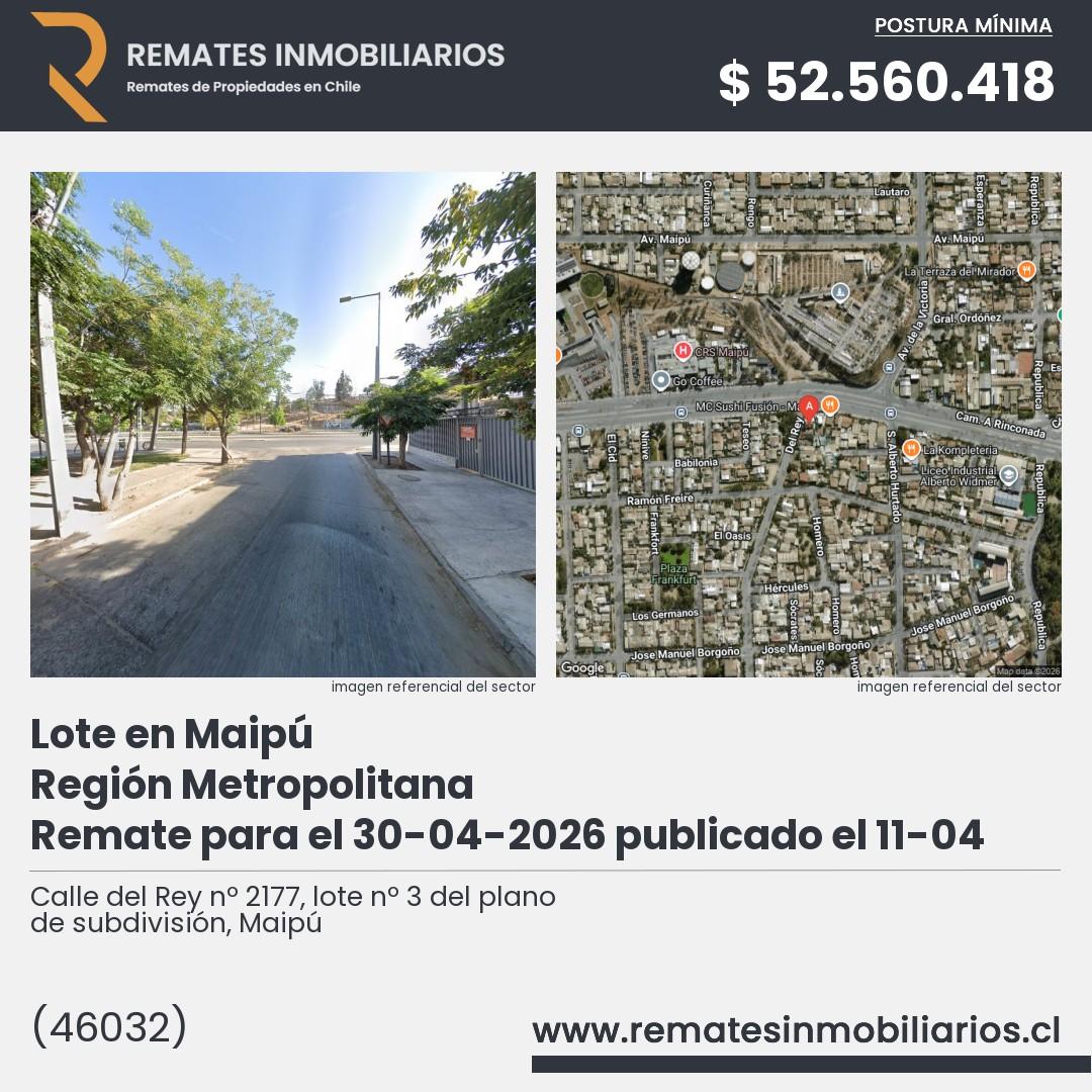 Imagen ficha Calle del Rey nº 2177, lote nº 3 del plano de subdivisión, Maipú