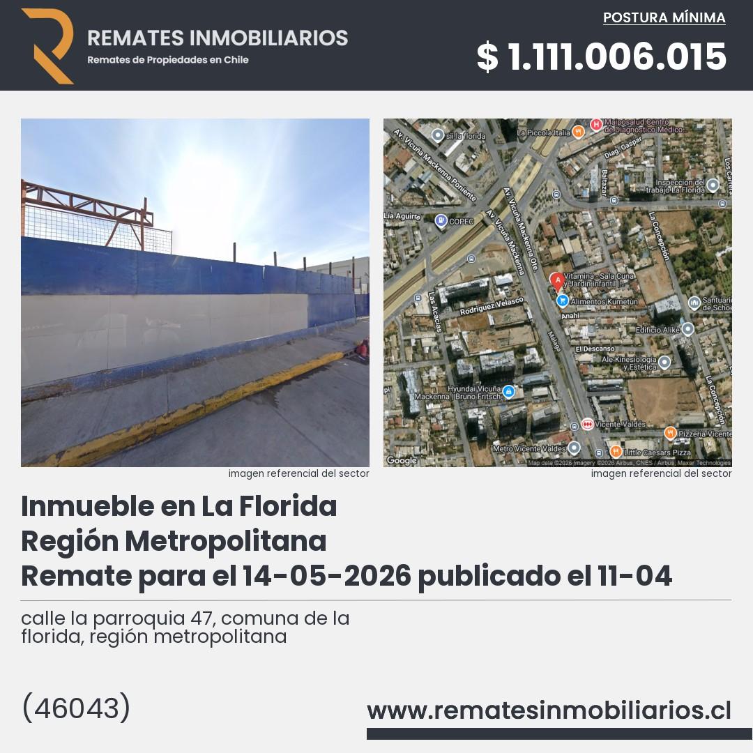 Imagen ficha calle la parroquia 47, comuna de la florida, región metropolitana