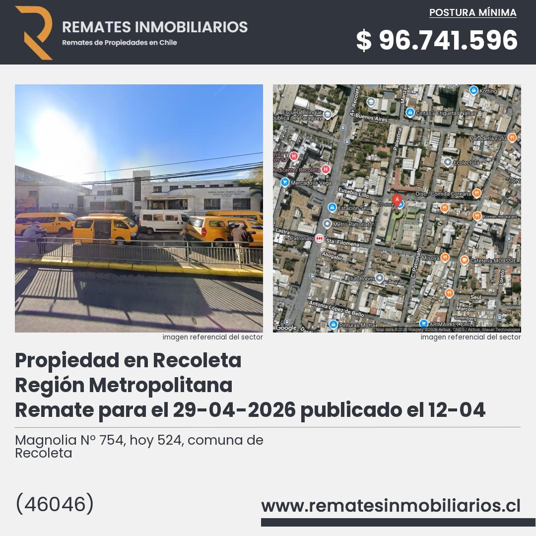 Imagen ficha Magnolia Nº 754, hoy 524, comuna de Recoleta