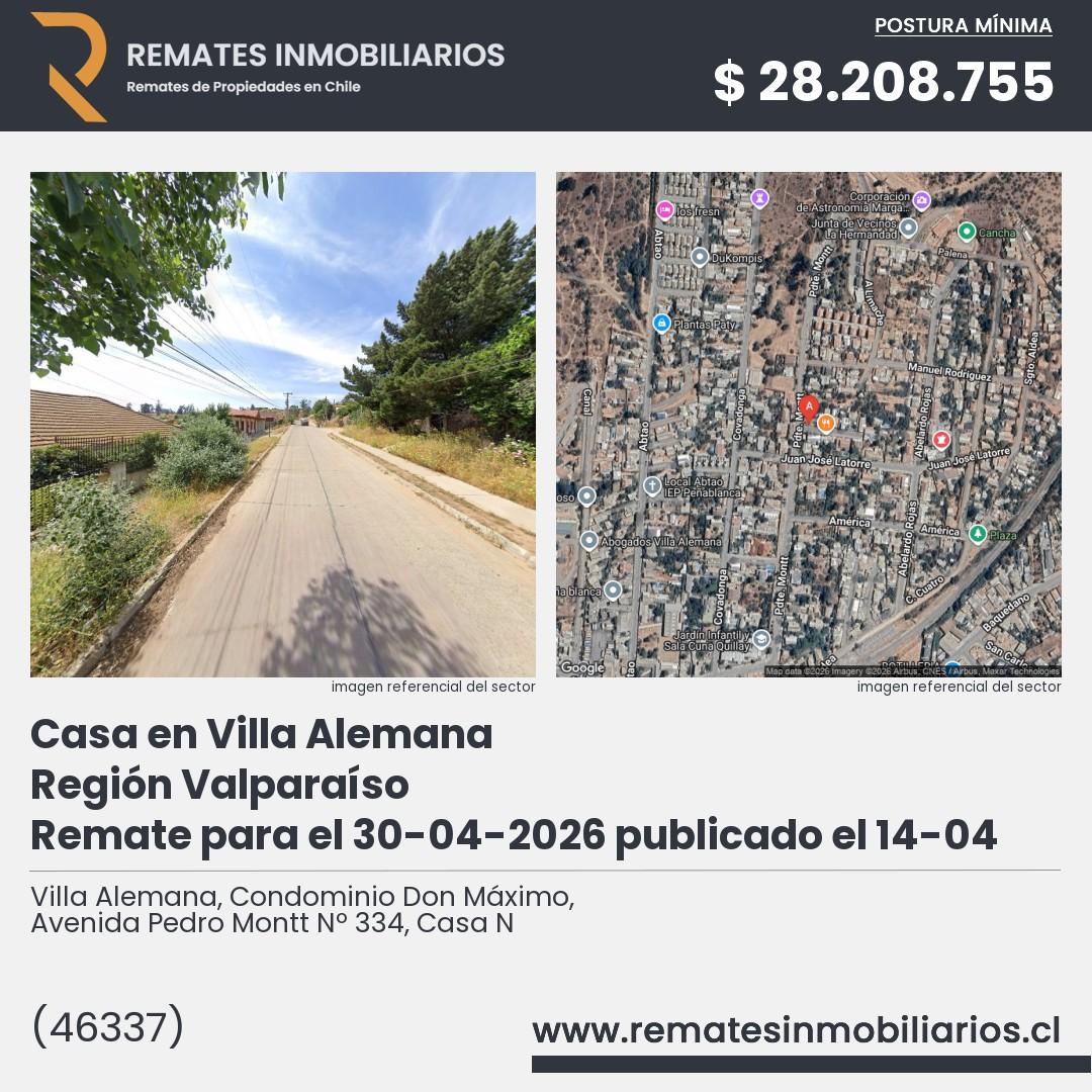 Imagen ficha Villa Alemana, Condominio Don Máximo, Avenida Pedro Montt Nº 334, Casa N