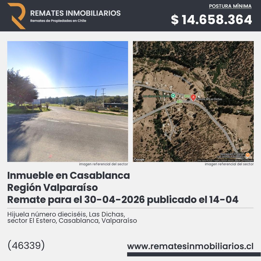 Imagen ficha Hijuela número dieciséis, Las Dichas, sector El Estero, Casablanca, Valparaíso