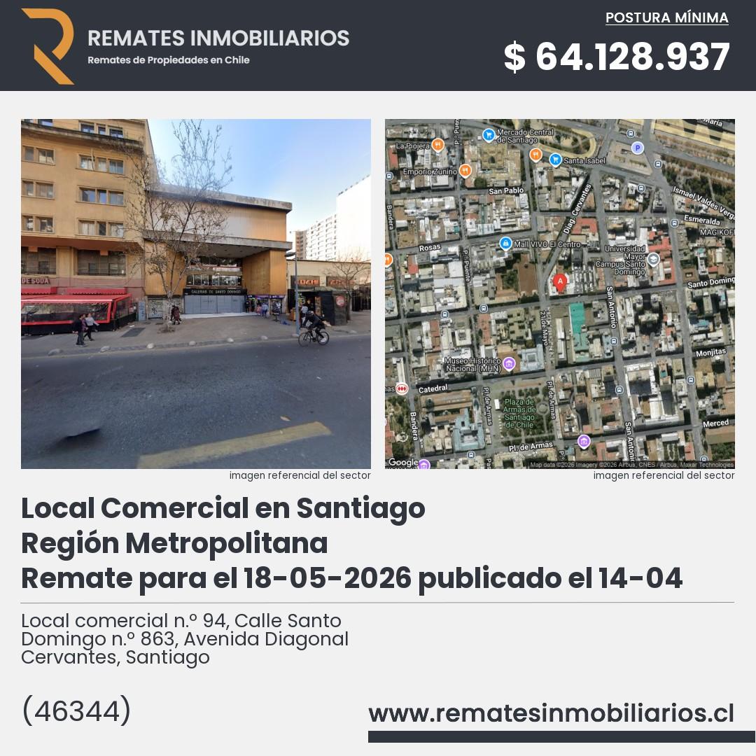 Imagen ficha Local comercial n.º 94, Calle Santo Domingo n.º 863, Avenida Diagonal Cervantes, Santiago