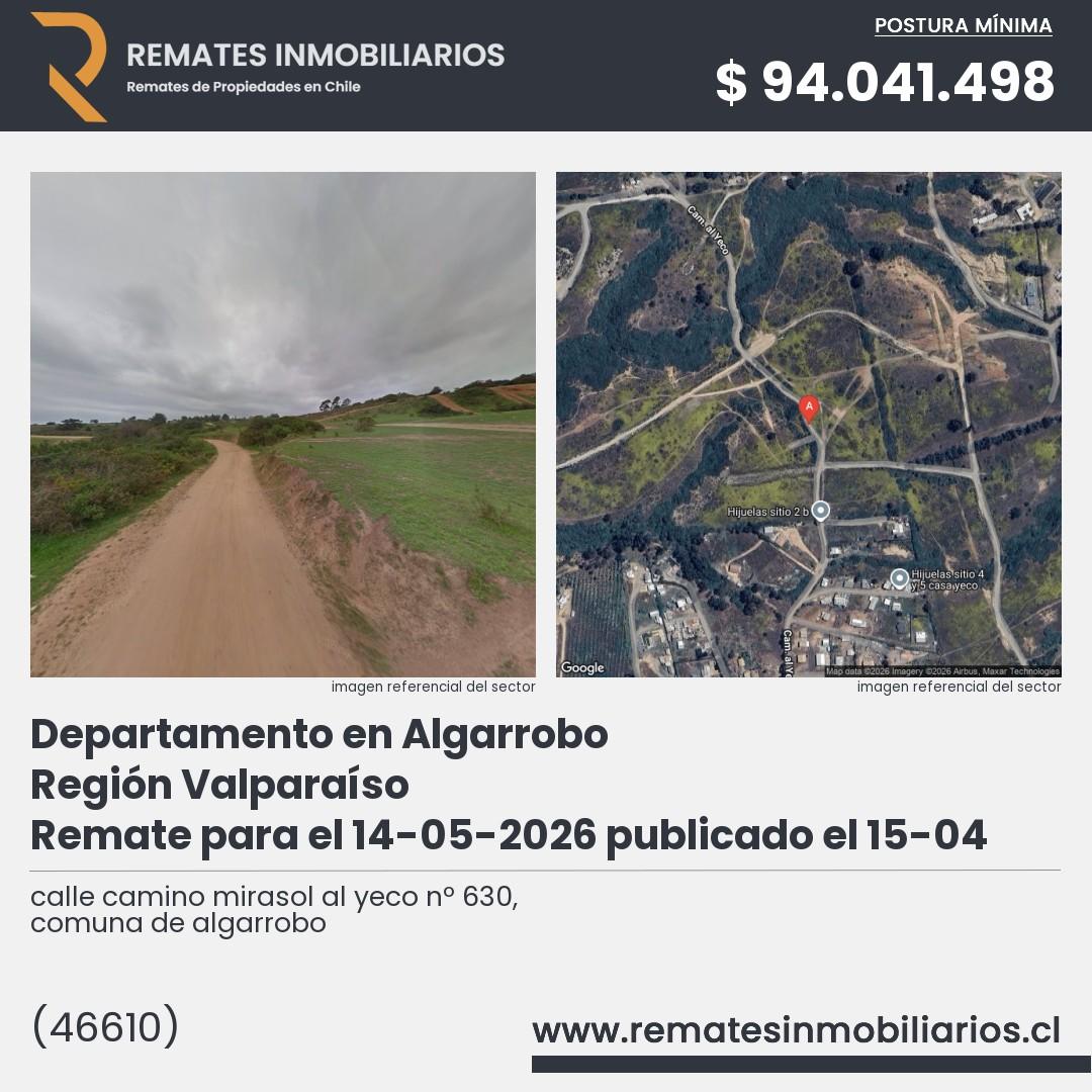 Imagen ficha calle camino mirasol al yeco nº 630, comuna de algarrobo