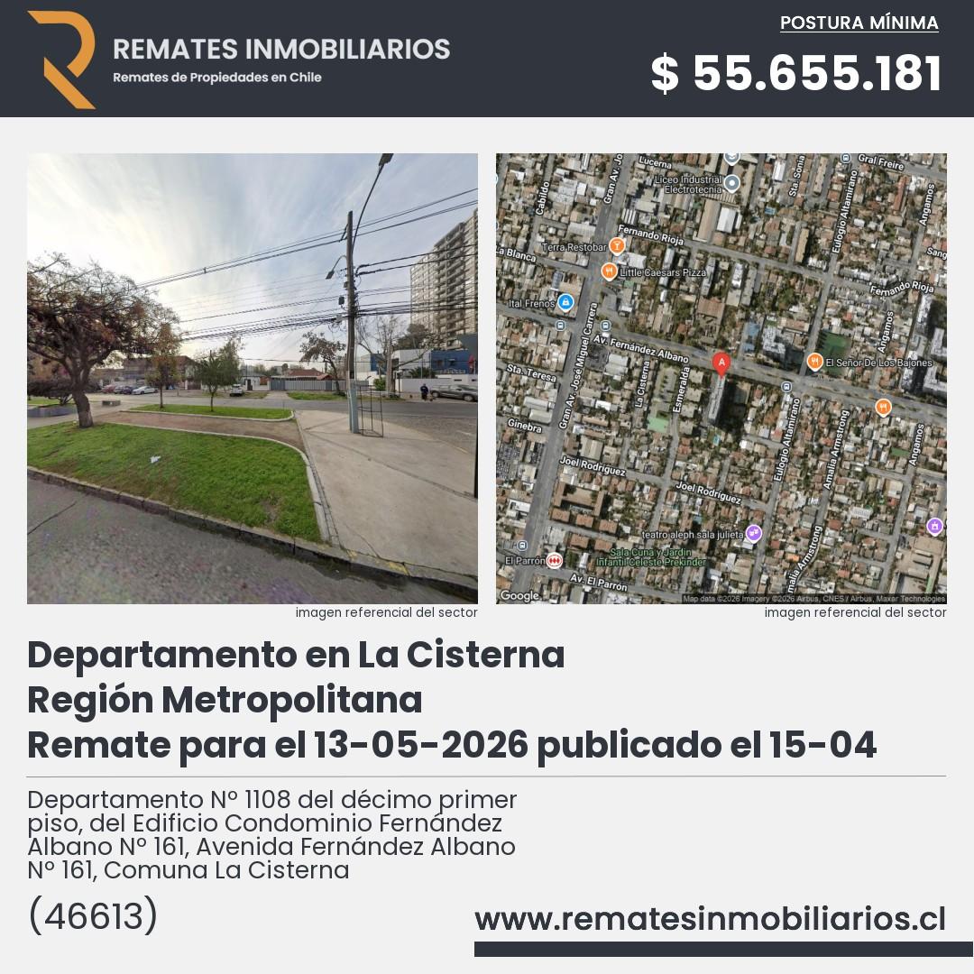 Imagen ficha Departamento Nº 1108 del décimo primer piso, del Edificio Condominio Fernández Albano Nº 161, Avenida Fernández Albano Nº 161, Comuna La Cisterna