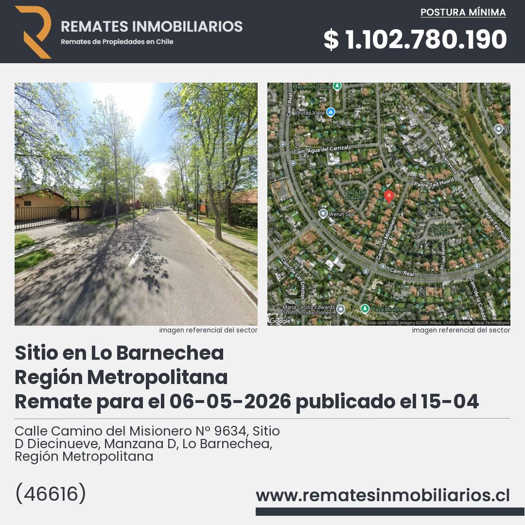 Imagen ficha Calle Camino del Misionero Nº 9634, Sitio D Diecinueve, Manzana D, Lo Barnechea, Región Metropolitana