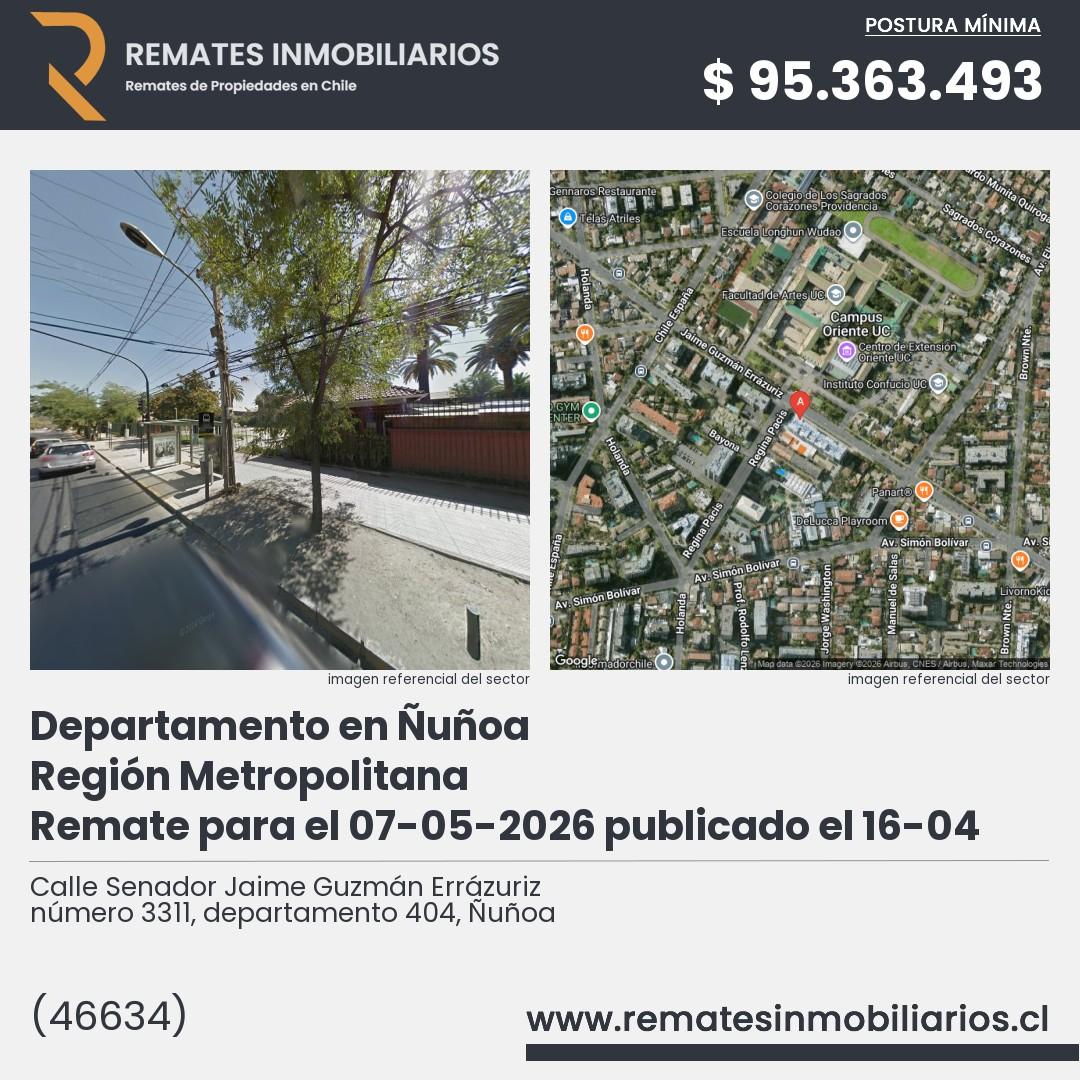 Imagen ficha Calle Senador Jaime Guzmán Errázuriz número 3311, departamento 404, Ñuñoa