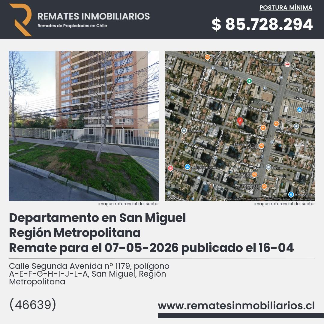 Imagen ficha Calle Segunda Avenida nº 1179, polígono A-E-F-G-H-I-J-L-A, San Miguel, Región Metropolitana