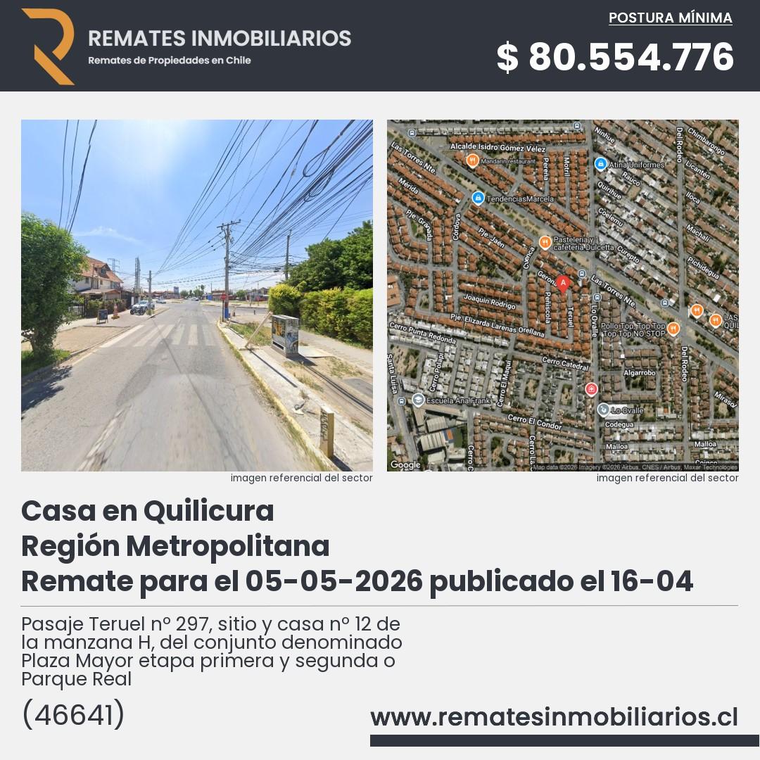 Imagen ficha Pasaje Teruel nº 297, sitio y casa nº 12 de la manzana H, del conjunto denominado Plaza Mayor etapa primera y segunda o Parque Real