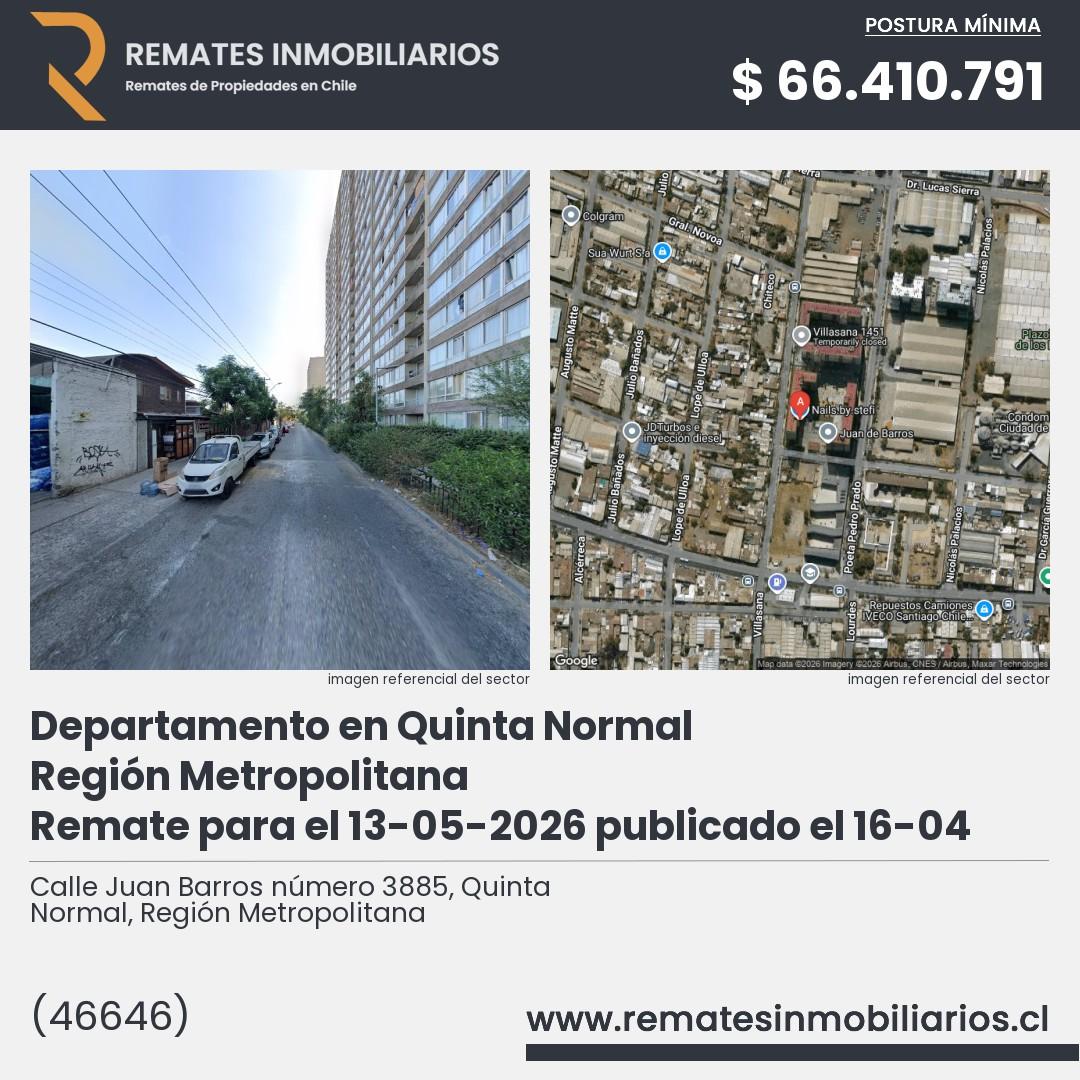 Imagen ficha Calle Juan Barros número 3885, Quinta Normal, Región Metropolitana