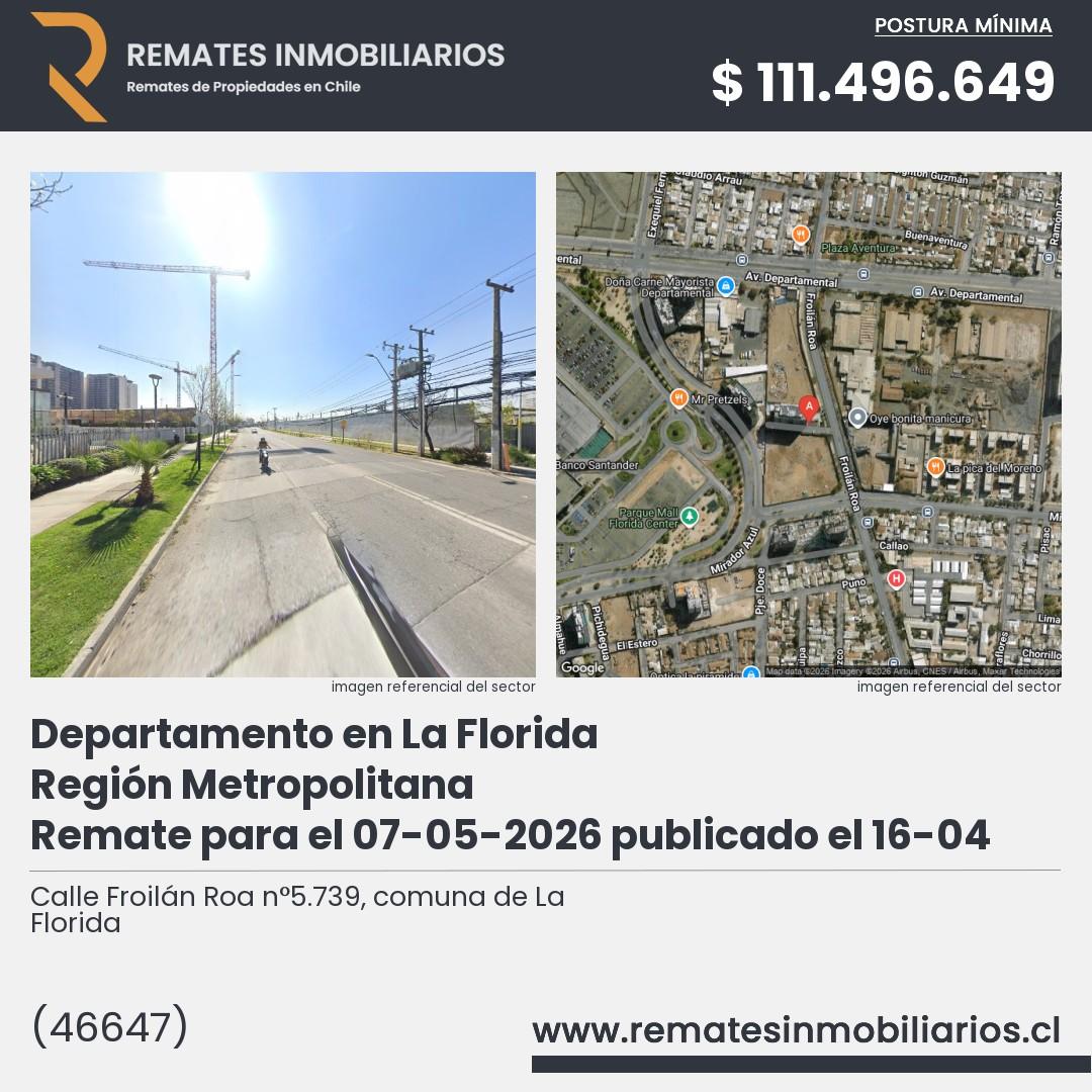 Imagen ficha Calle Froilán Roa n°5.739, comuna de La Florida