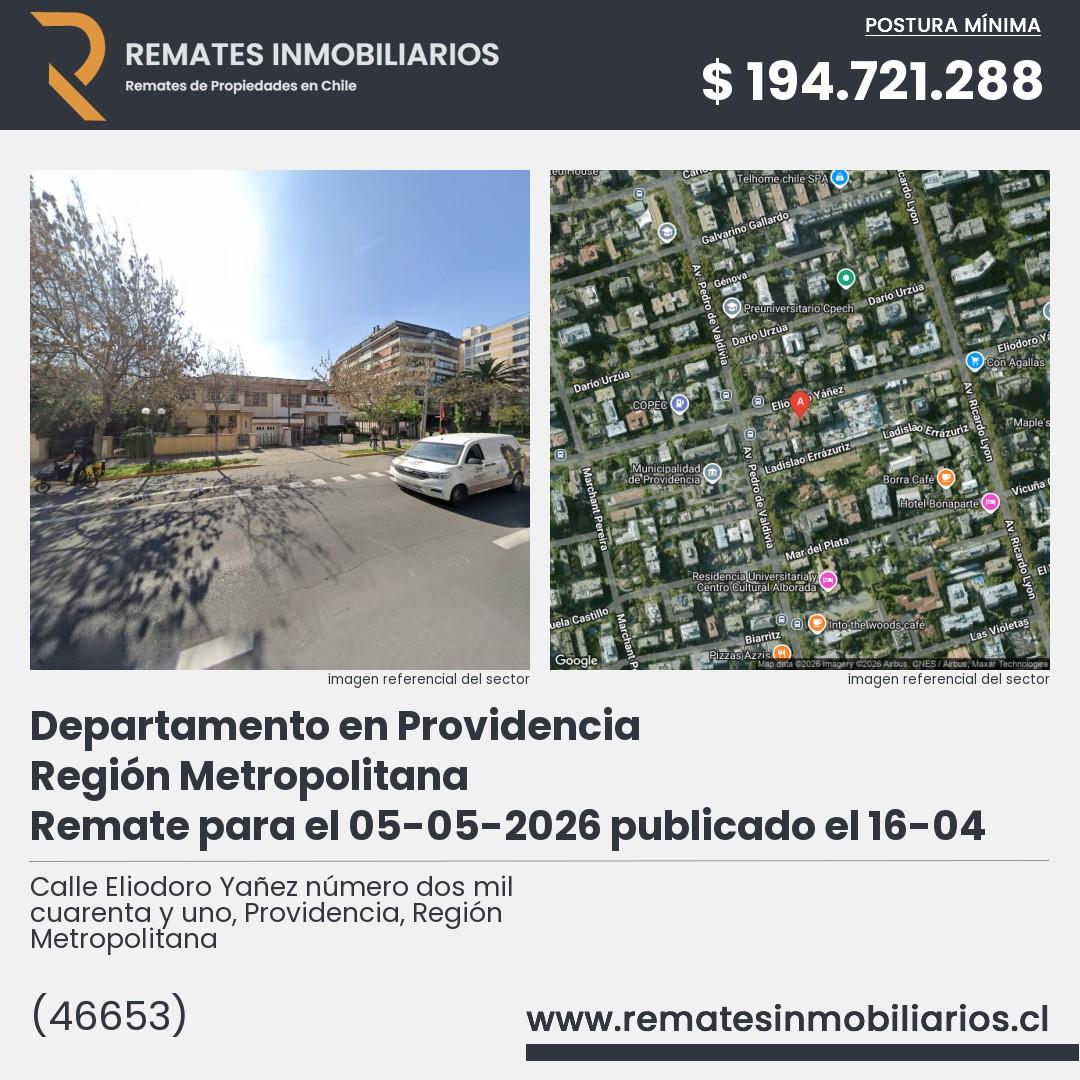 Imagen ficha Calle Eliodoro Yañez número dos mil cuarenta y uno, Providencia, Región Metropolitana