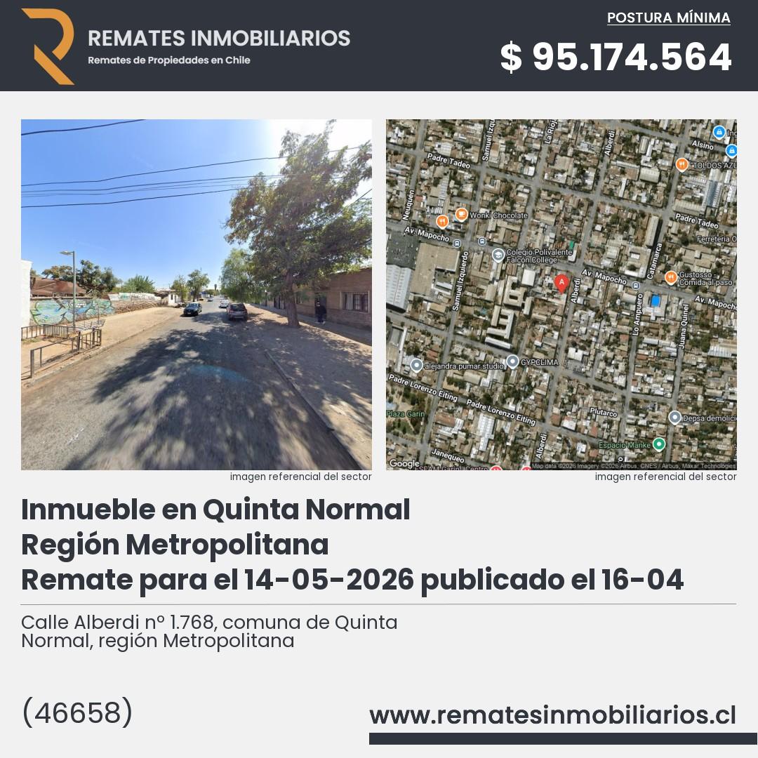 Imagen ficha Calle Alberdi nº 1.768, comuna de Quinta Normal, región Metropolitana