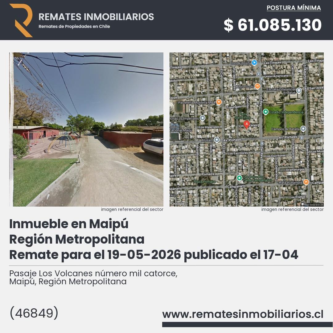 Imagen ficha Pasaje Los Volcanes número mil catorce, Maipú, Región Metropolitana