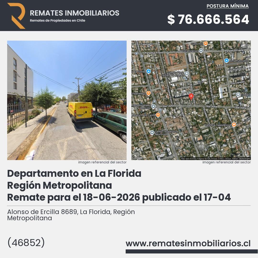 Imagen ficha Alonso de Ercilla 8689, La Florida, Región Metropolitana