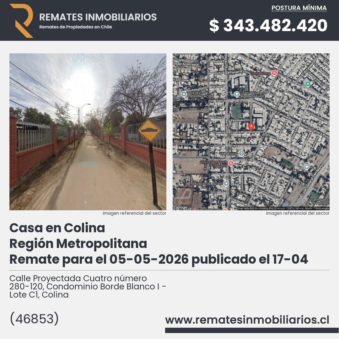 Imagen ficha Calle Proyectada Cuatro número 280-120, Condominio Borde Blanco I - Lote C1, Colina