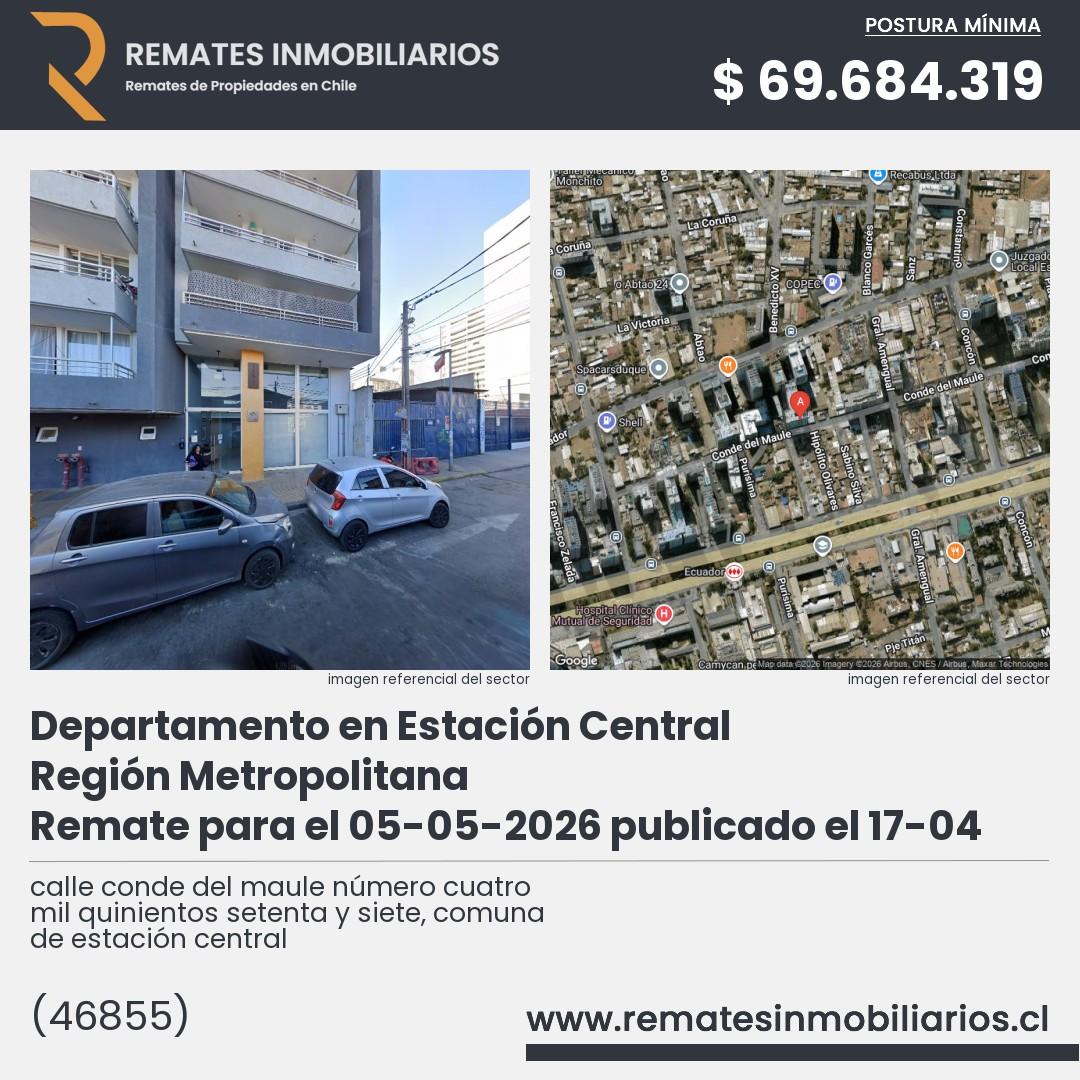 Imagen ficha calle conde del maule número cuatro mil quinientos setenta y siete, comuna de estación central