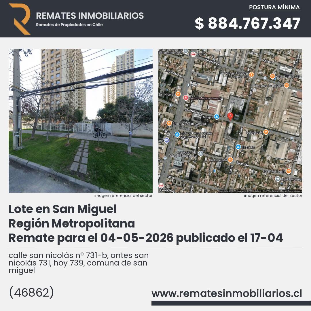 Imagen ficha calle san nicolás nº 731-b, antes san nicolás 731, hoy 739, comuna de san miguel