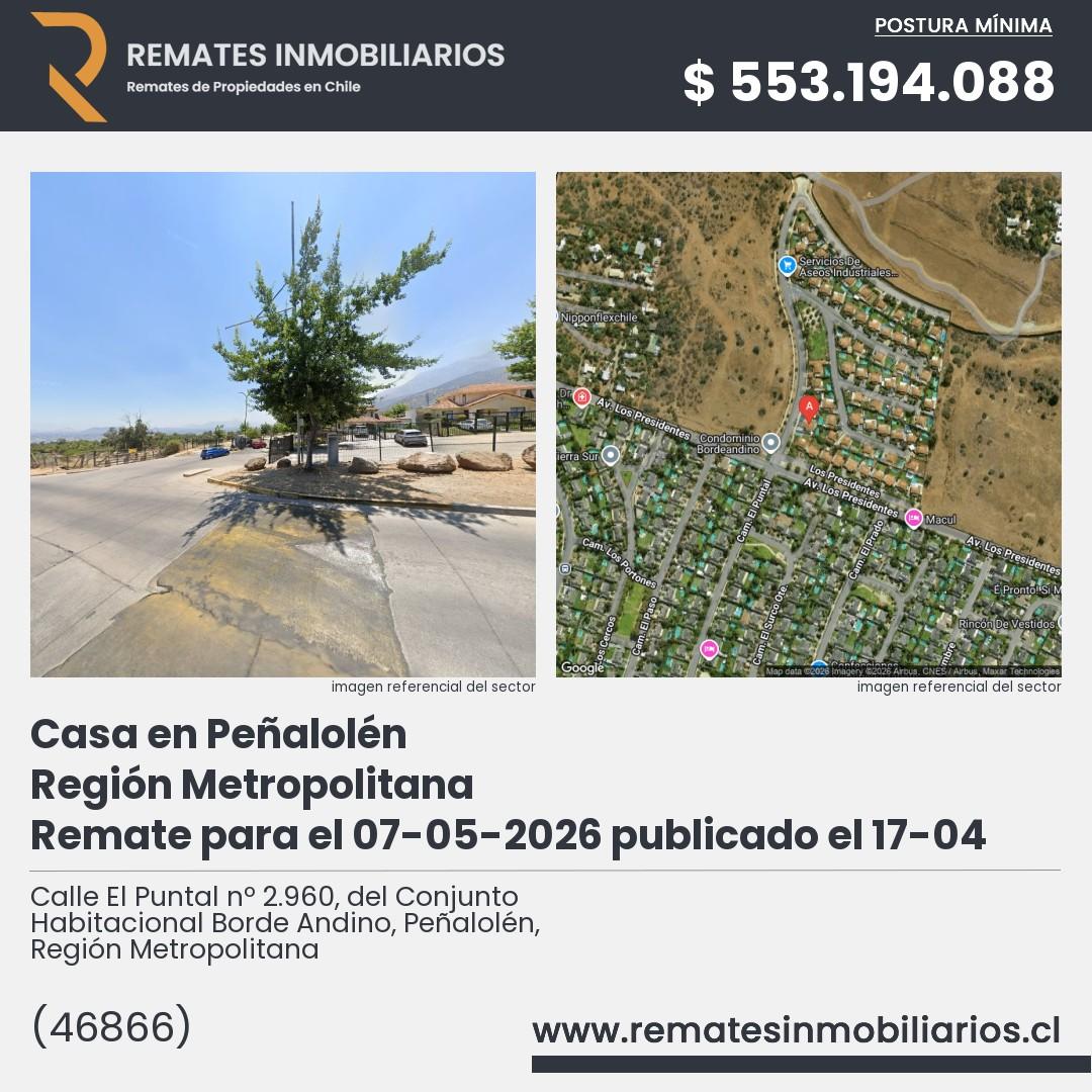 Imagen ficha Calle El Puntal nº 2.960, del Conjunto Habitacional Borde Andino, Peñalolén, Región Metropolitana
