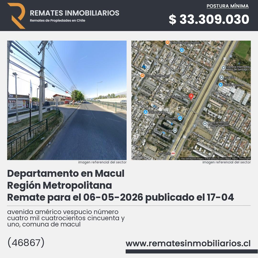 Imagen ficha avenida américo vespucio número cuatro mil cuatrocientos cincuenta y uno, comuna de macul