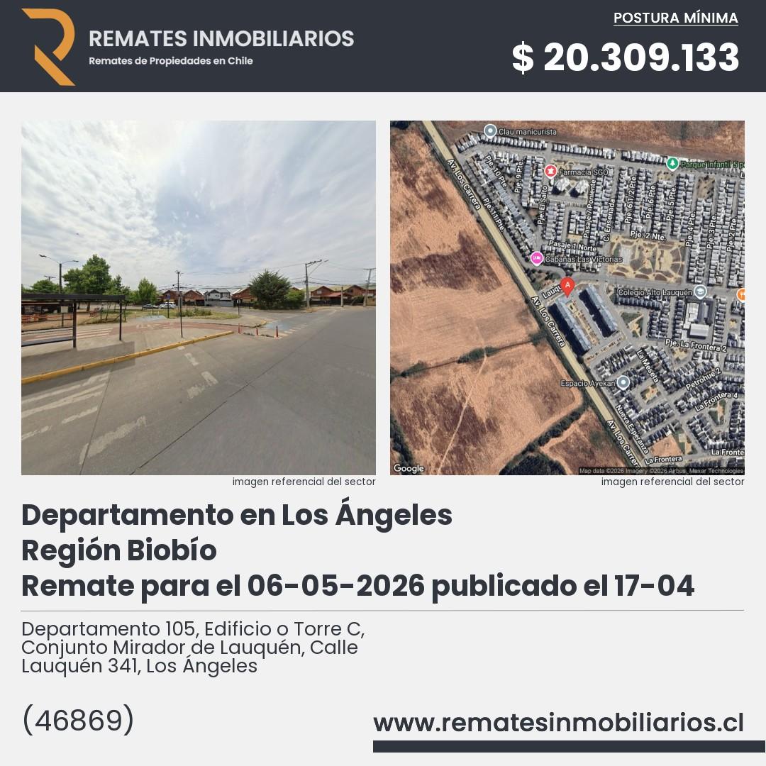 Imagen ficha Departamento 105, Edificio o Torre C, Conjunto Mirador de Lauquén, Calle Lauquén 341, Los Ángeles
