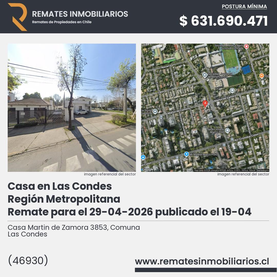 Imagen ficha Casa Martin de Zamora 3853, Comuna Las Condes