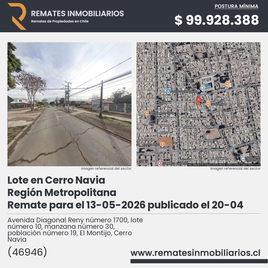 Imagen ficha Avenida Diagonal Reny número 1700, lote número 10, manzana número 30, población número 19, El Montijo, Cerro Navia