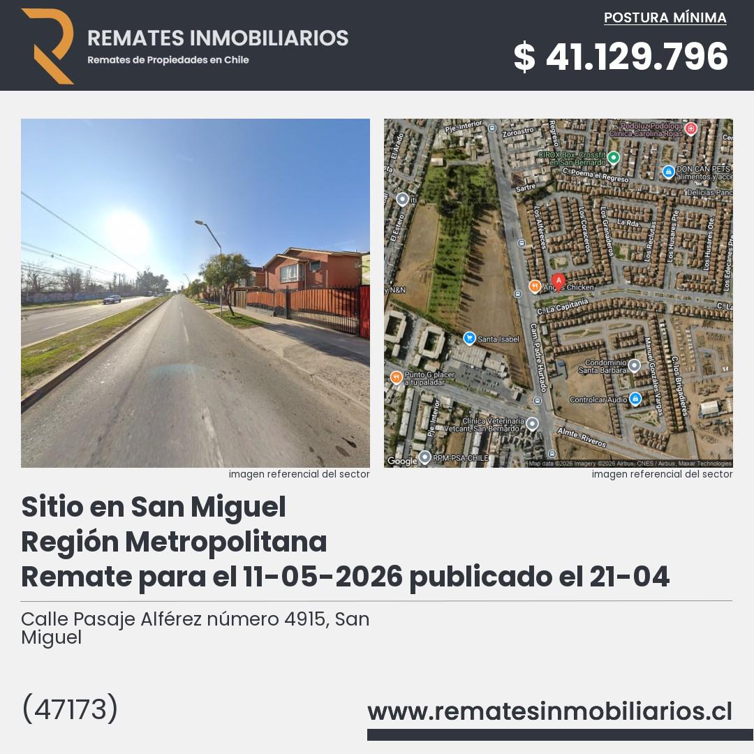 Imagen ficha Calle Pasaje Alférez número 4915, San Miguel