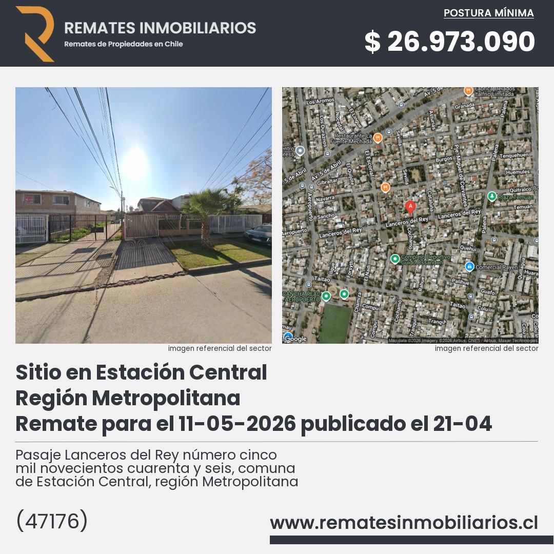 Imagen ficha Pasaje Lanceros del Rey número cinco mil novecientos cuarenta y seis, comuna de Estación Central, región Metropolitana