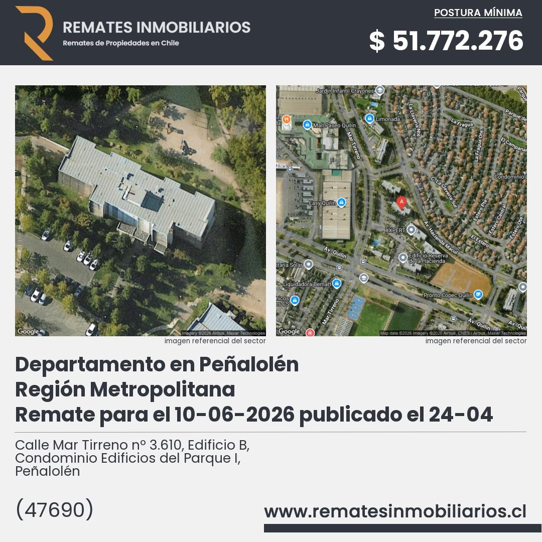 Imagen ficha Calle Mar Tirreno nº 3.610, Edificio B, Condominio Edificios del Parque I, Peñalolén