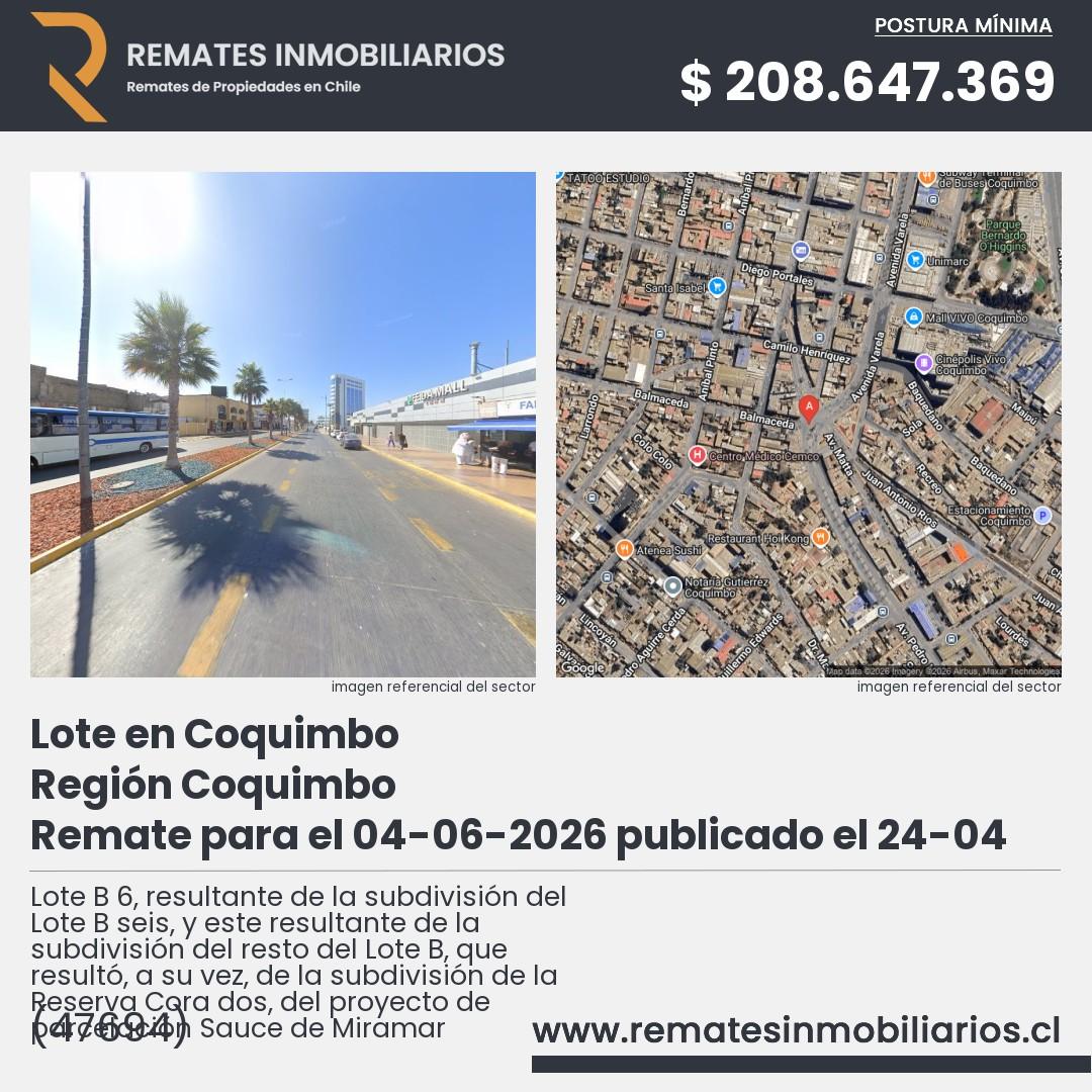 Imagen ficha Lote B 6, resultante de la subdivisión del Lote B seis, y este resultante de la subdivisión del resto del Lote B, que resultó, a su vez, de la subdivisión de la Reserva Cora dos, del proyecto de parcelación Sauce de Miramar