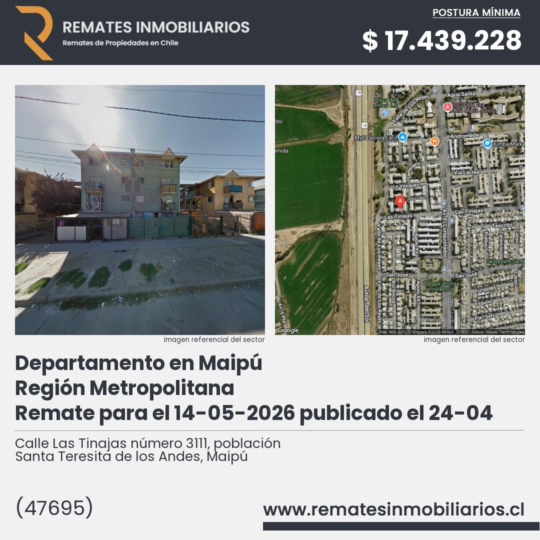 Imagen ficha Calle Las Tinajas número 3111, población Santa Teresita de los Andes, Maipú