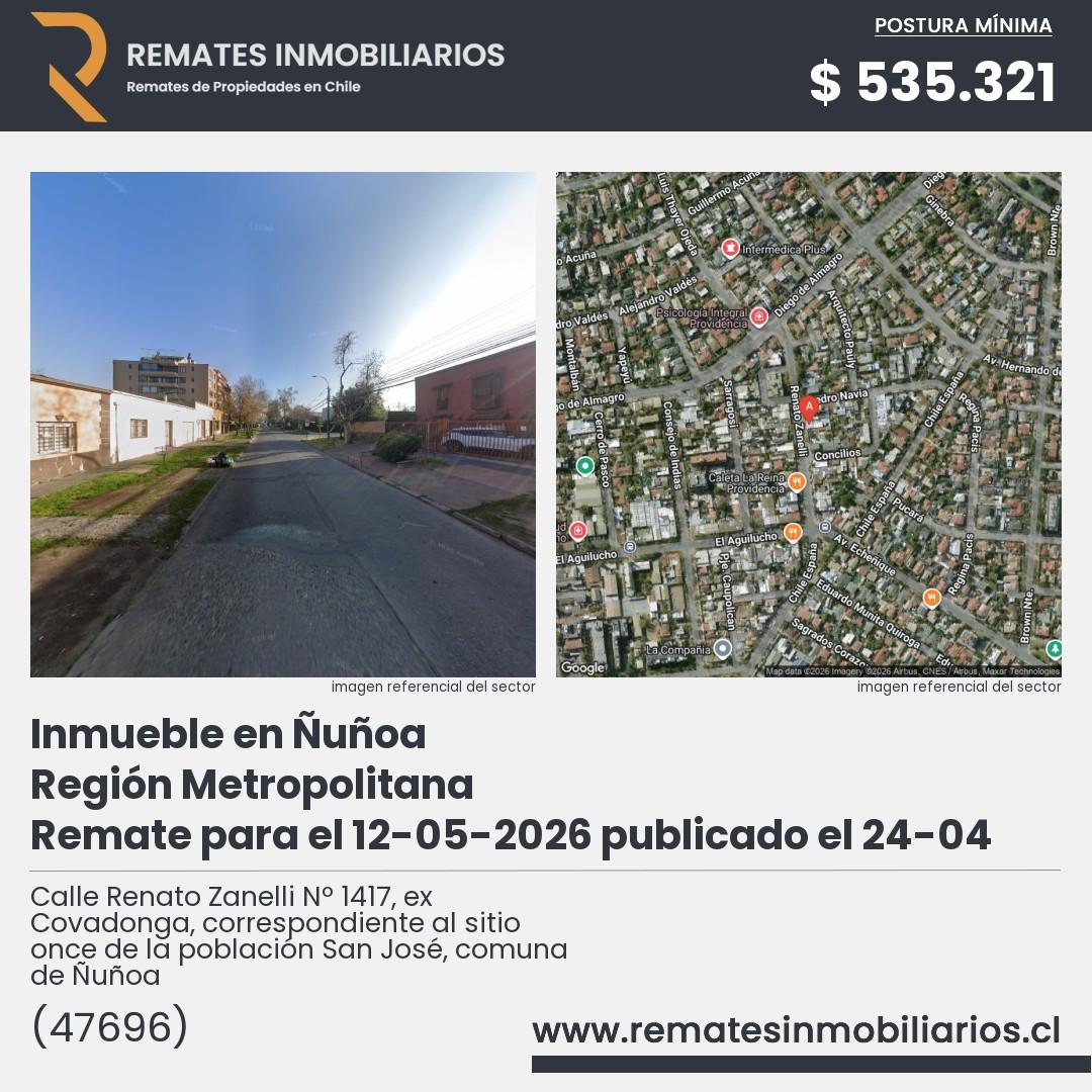 Imagen ficha Calle Renato Zanelli Nº 1417, ex Covadonga, correspondiente al sitio once de la población San José, comuna de Ñuñoa