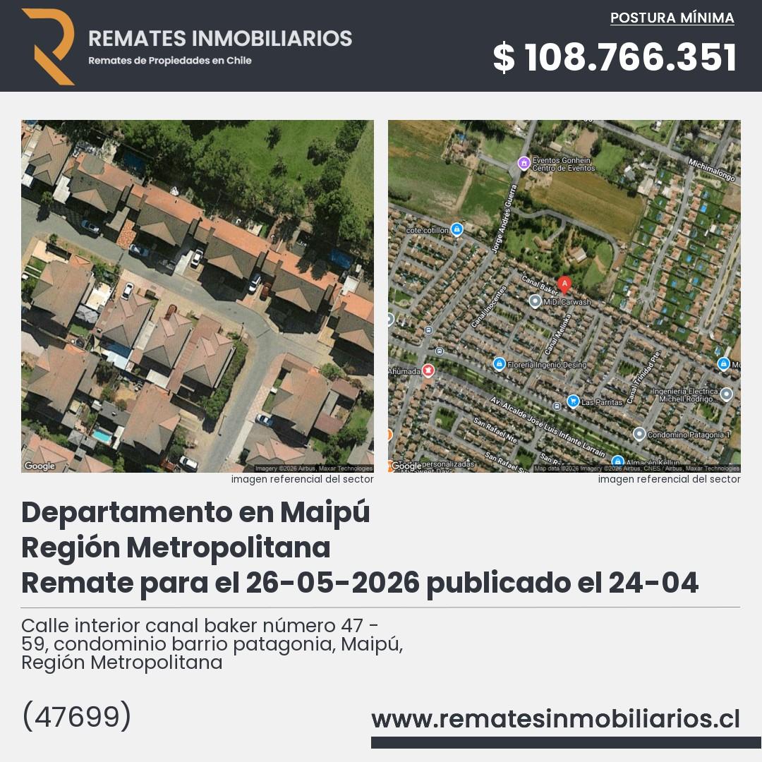 Imagen ficha Calle interior canal baker número 47 - 59, condominio barrio patagonia, Maipú, Región Metropolitana