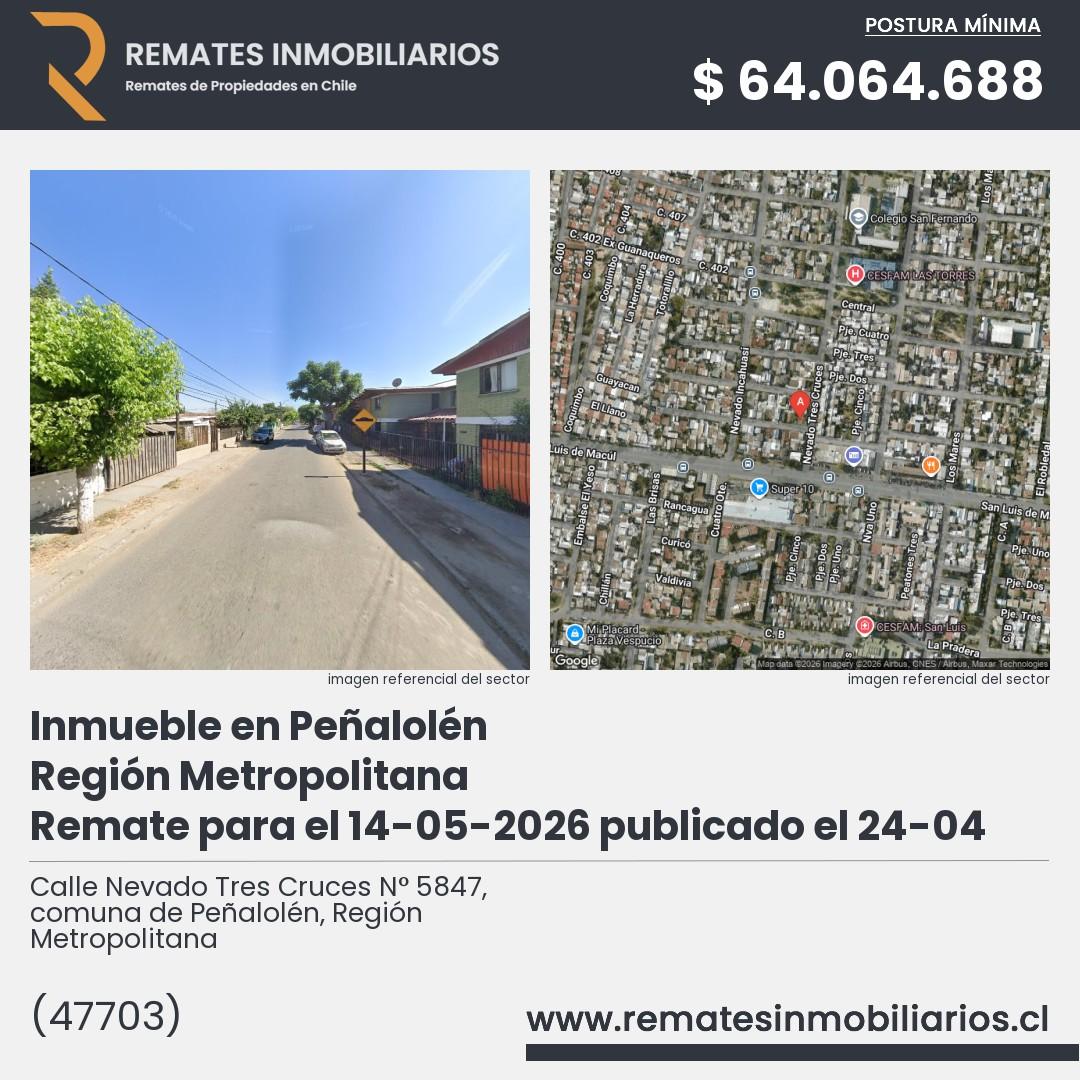 Imagen ficha Calle Nevado Tres Cruces N° 5847, comuna de Peñalolén, Región Metropolitana