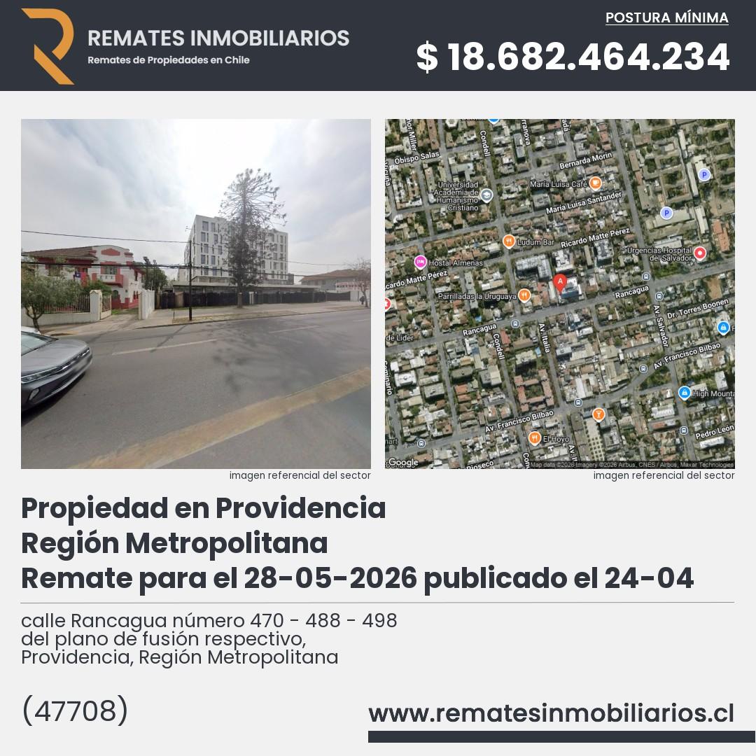 Imagen ficha calle Rancagua número 470 - 488 - 498 del plano de fusión respectivo, Providencia, Región Metropolitana