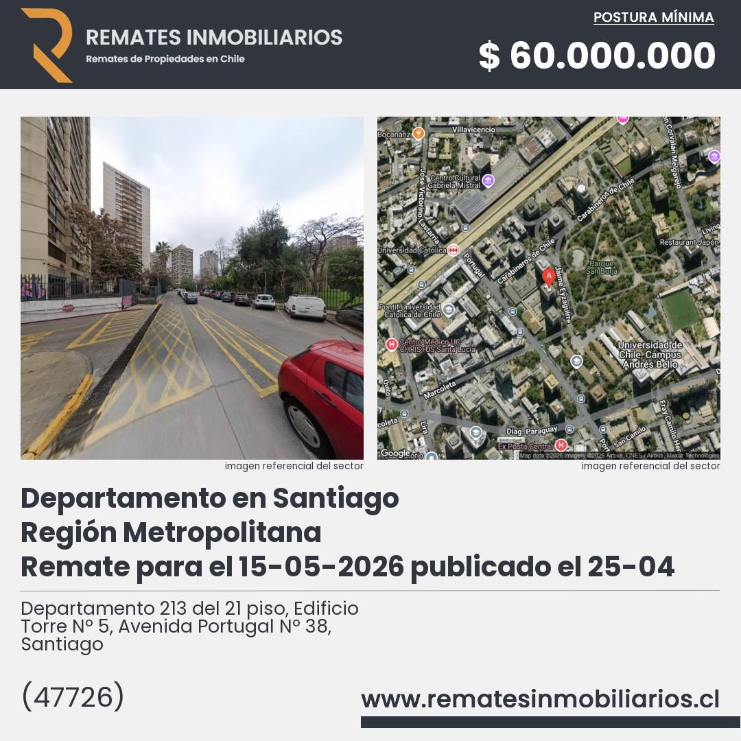 Imagen ficha Departamento 213 del 21 piso, Edificio Torre Nº 5, Avenida Portugal Nº 38, Santiago