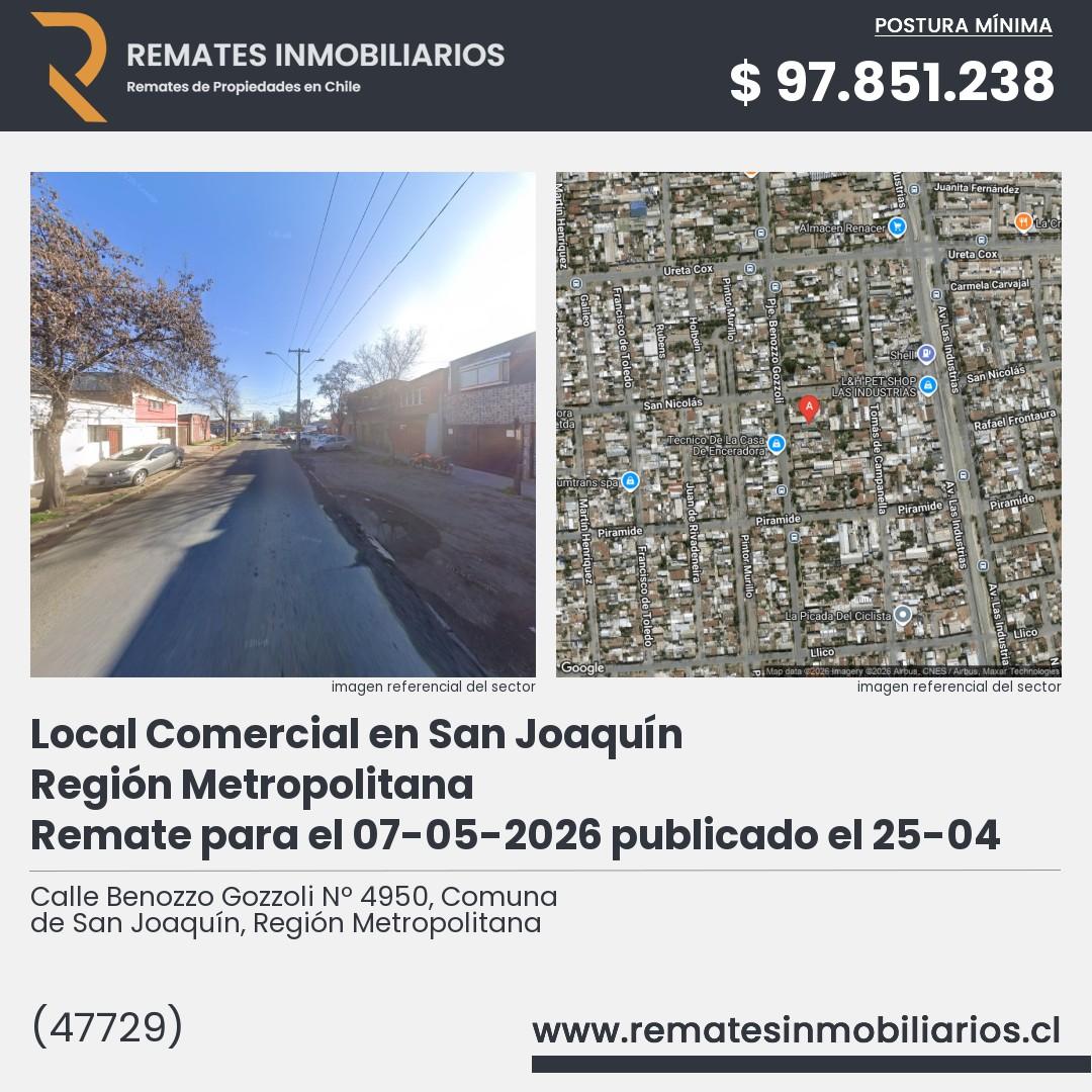 Imagen ficha Calle Benozzo Gozzoli Nº 4950, Comuna de San Joaquín, Región Metropolitana