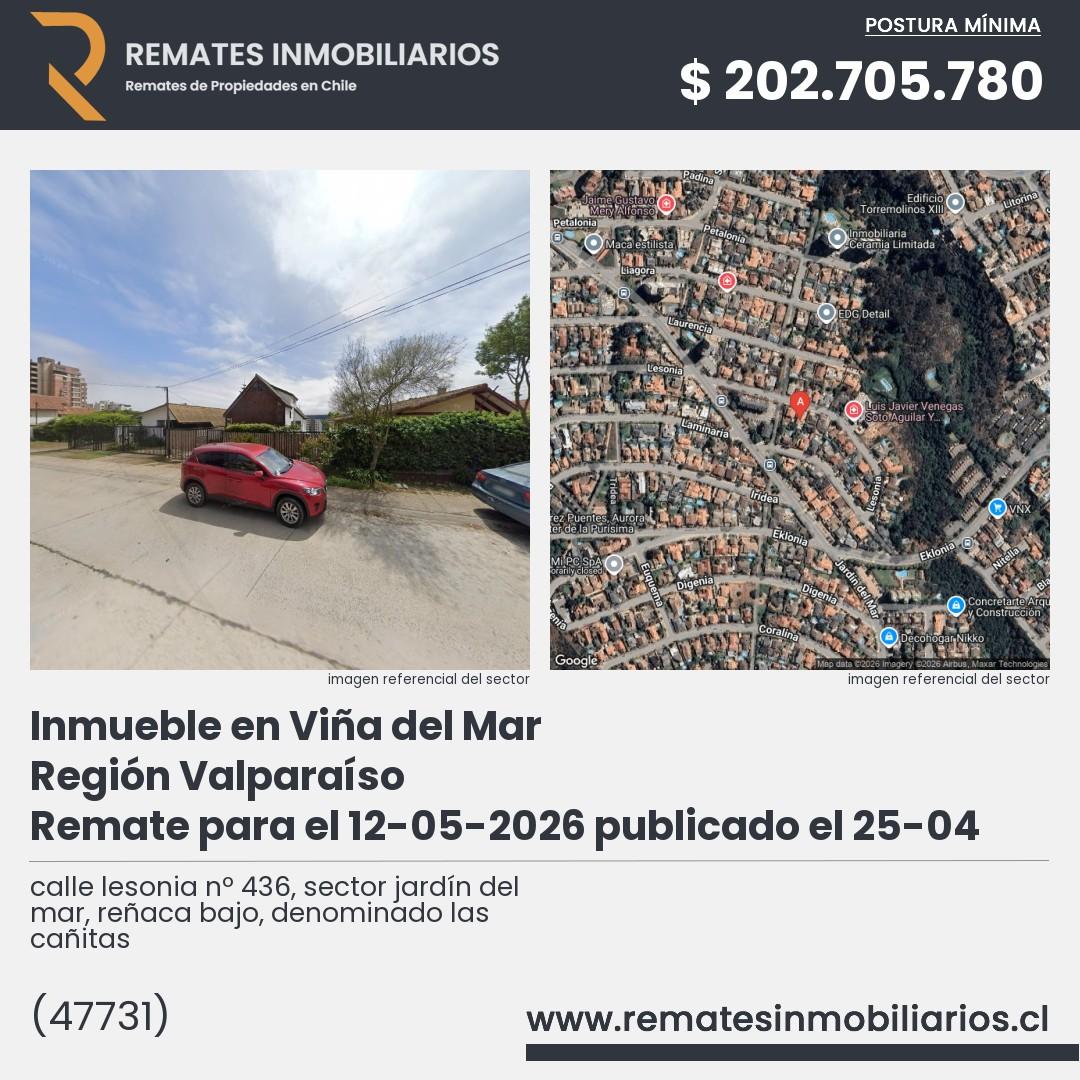 Imagen ficha calle lesonia nº 436, sector jardín del mar, reñaca bajo, denominado las cañitas