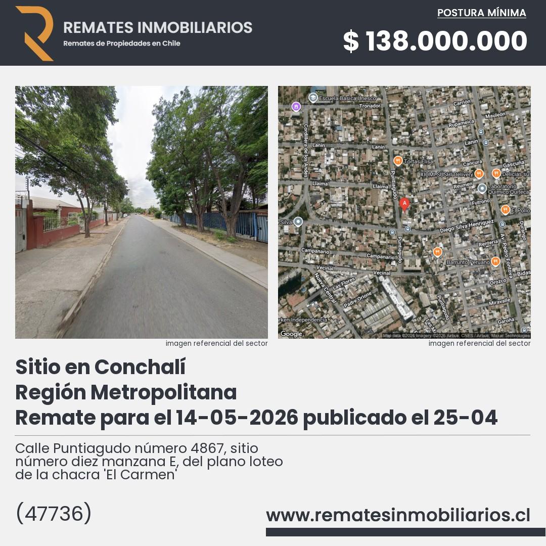 Imagen ficha Calle Puntiagudo número 4867, sitio número diez manzana E, del plano loteo de la chacra 