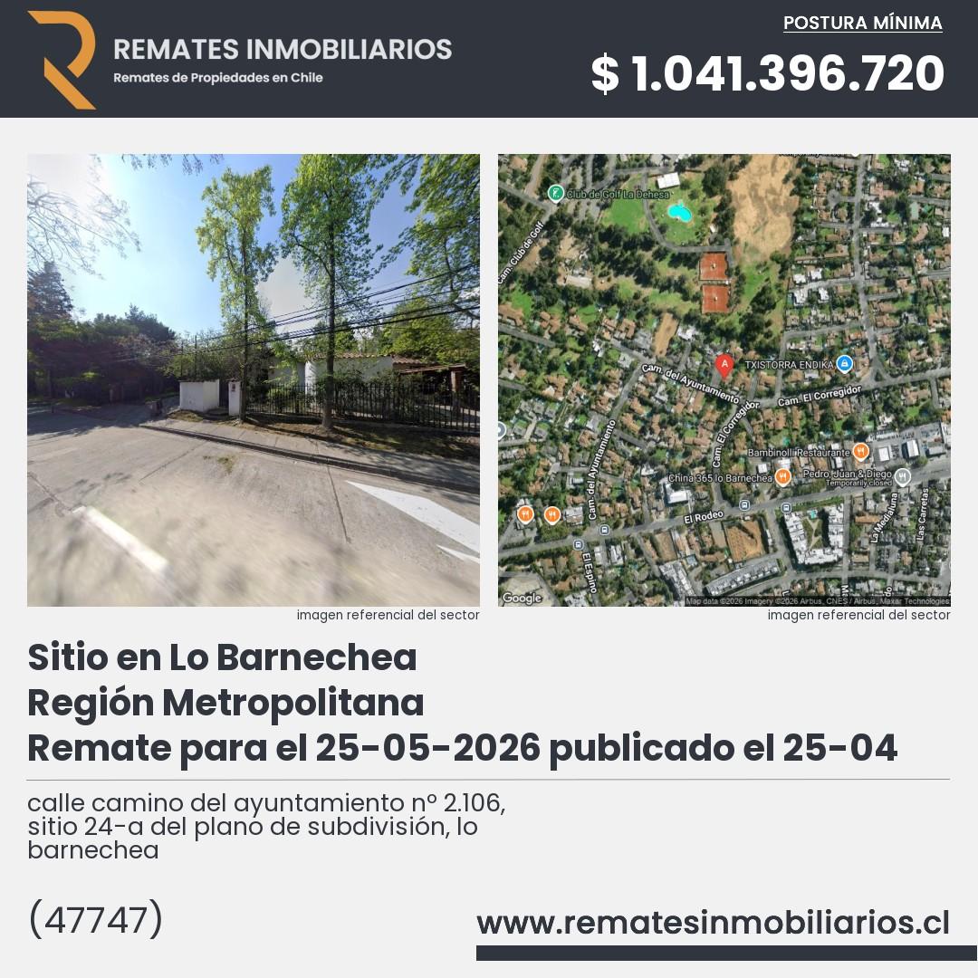 Imagen ficha calle camino del ayuntamiento nº 2.106, sitio 24-a del plano de subdivisión, lo barnechea