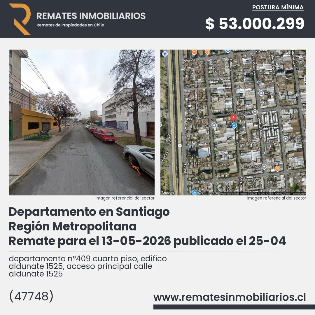 Imagen ficha departamento n°409 cuarto piso, edifico aldunate 1525, acceso principal calle aldunate 1525